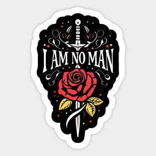 I am no man - Sword and a Single Rose - Black - Fantasy Sticker